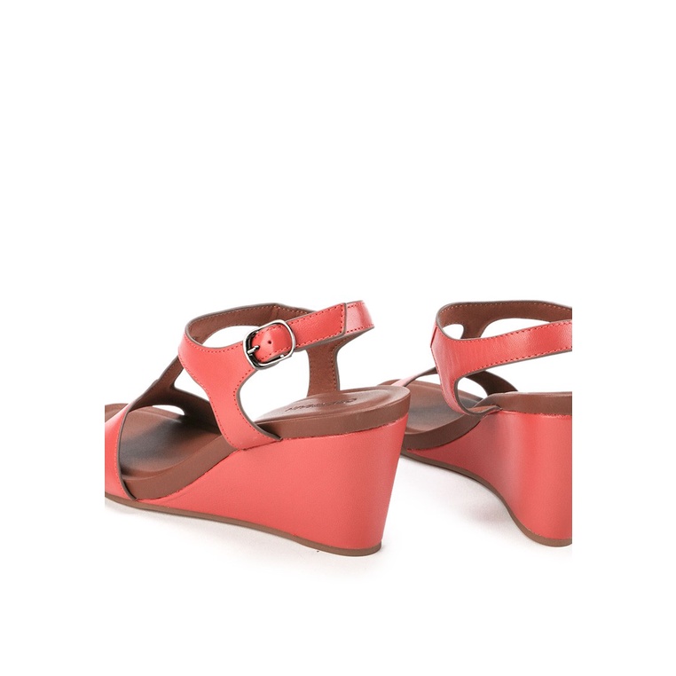 SANDAL WEDGES KULIT OBERMAIN WANITA ORIGINAL SLINGBACK ASLI MERAH OW08