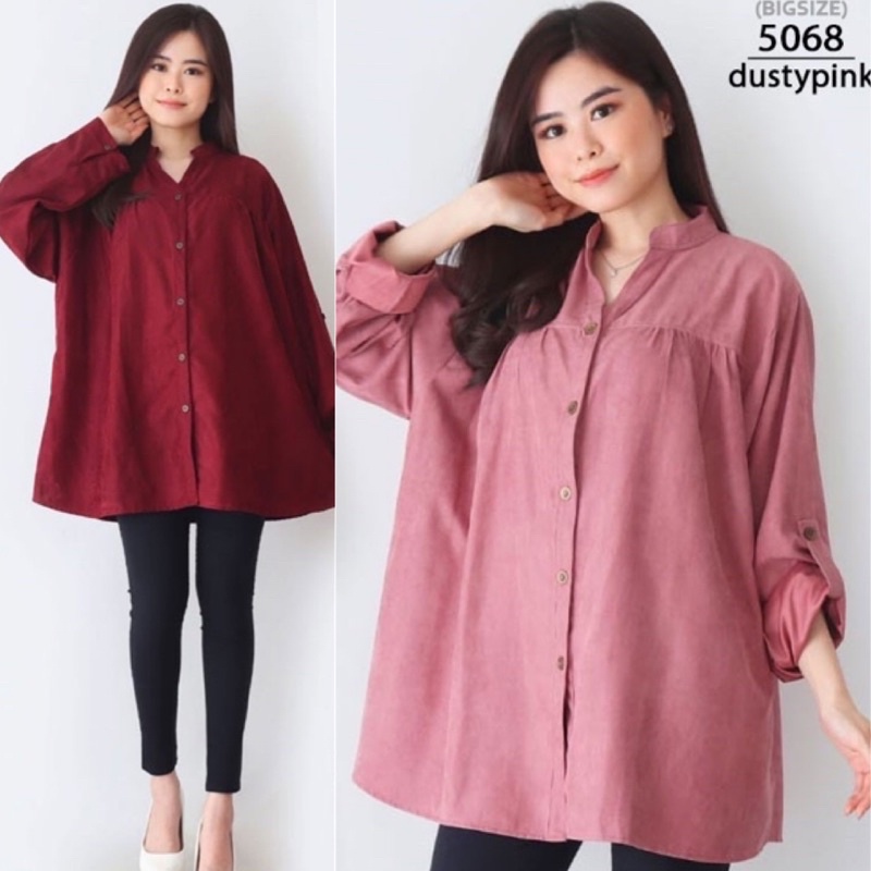 KEMEJA JUMBO LD 130cm BIG SIZE 5068 Baju wanita gemuk ibu hamil menyusui kerja kantor XXL XXXL MODIS