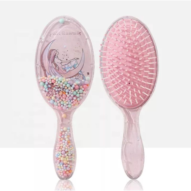 Sisir Anak Karakter Anti Kusut Premium Motif Glitter - Sisir Kesehatan - Detangling Hair brush