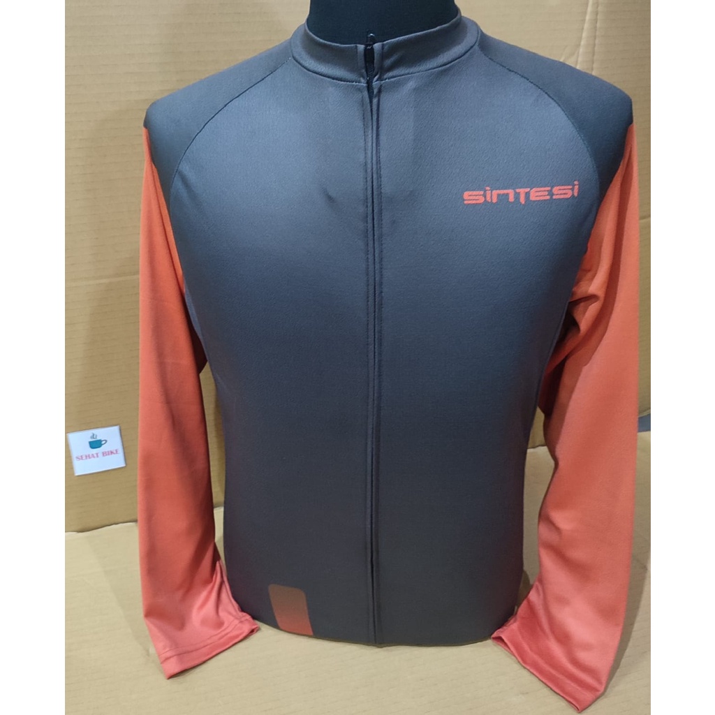 Jersey Sepeda Pria Tangan Panjang SINTESI Brown Orange