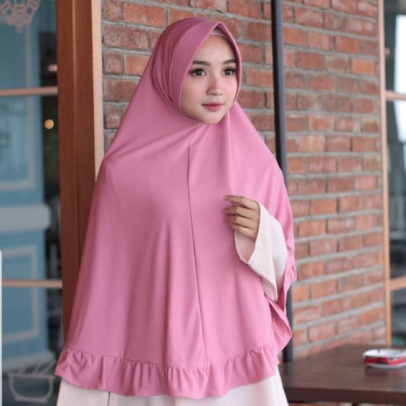 Hijab Instan Adzriah Variasi Rempel Bahan Jersey Khimar Jumbo Rempel Jilbab Instan Syari Sopan