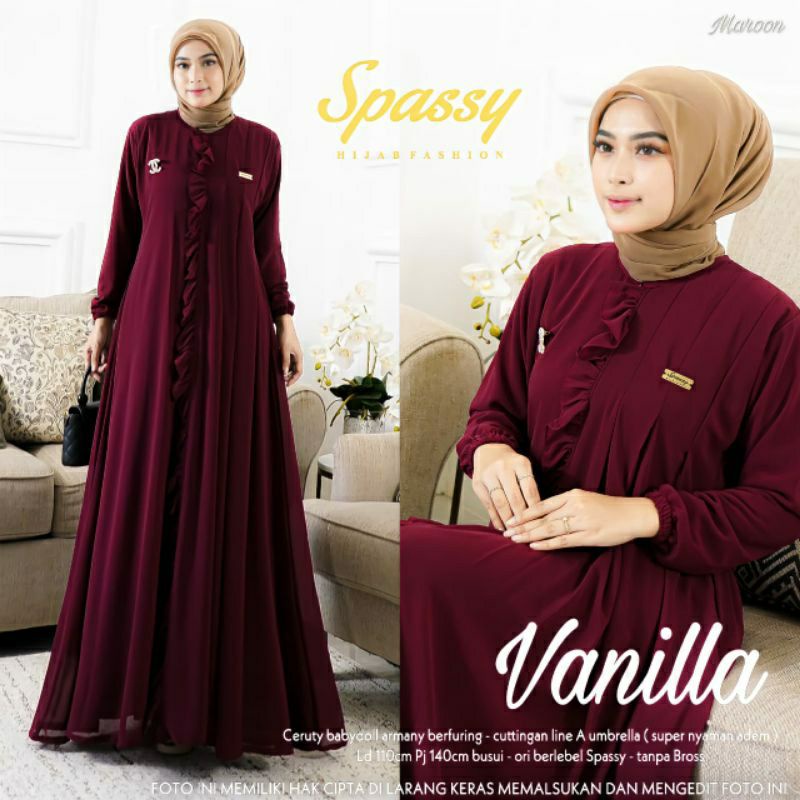 DRESS VANILLA ORIGINAL BY SPASSY// SOLO.INDONESIA// PRODUK BERLABEL SPASSY HIJAB FASHION