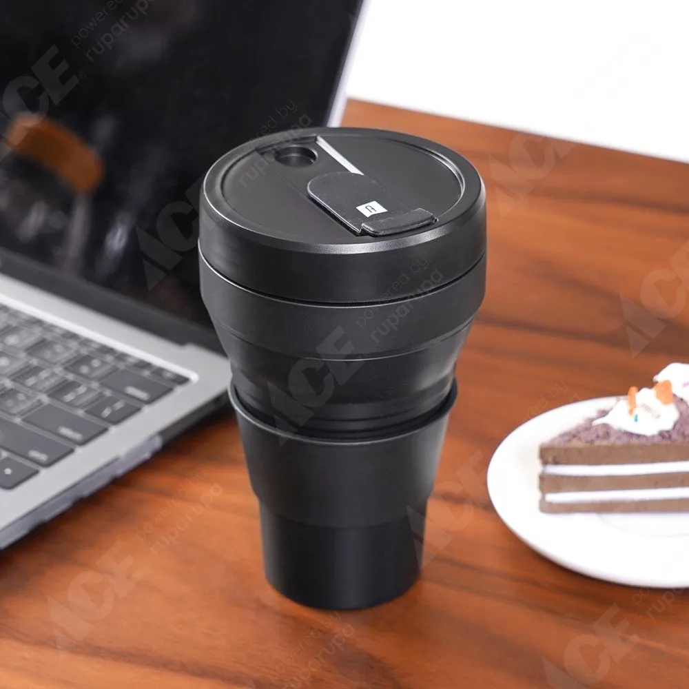 Ace Ataru 450 Ml Mug Silikon Lipat - Hitam