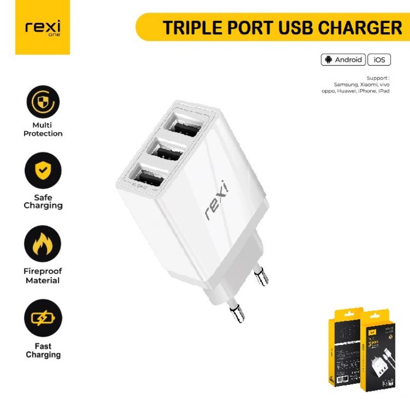 USB CHARGER REXI 3 PORT CF31-C dan CF31-M