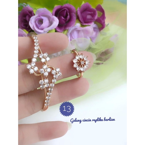 [Replika berlian] Set gelang cincin full diamond replika berlian gold mewah 110621