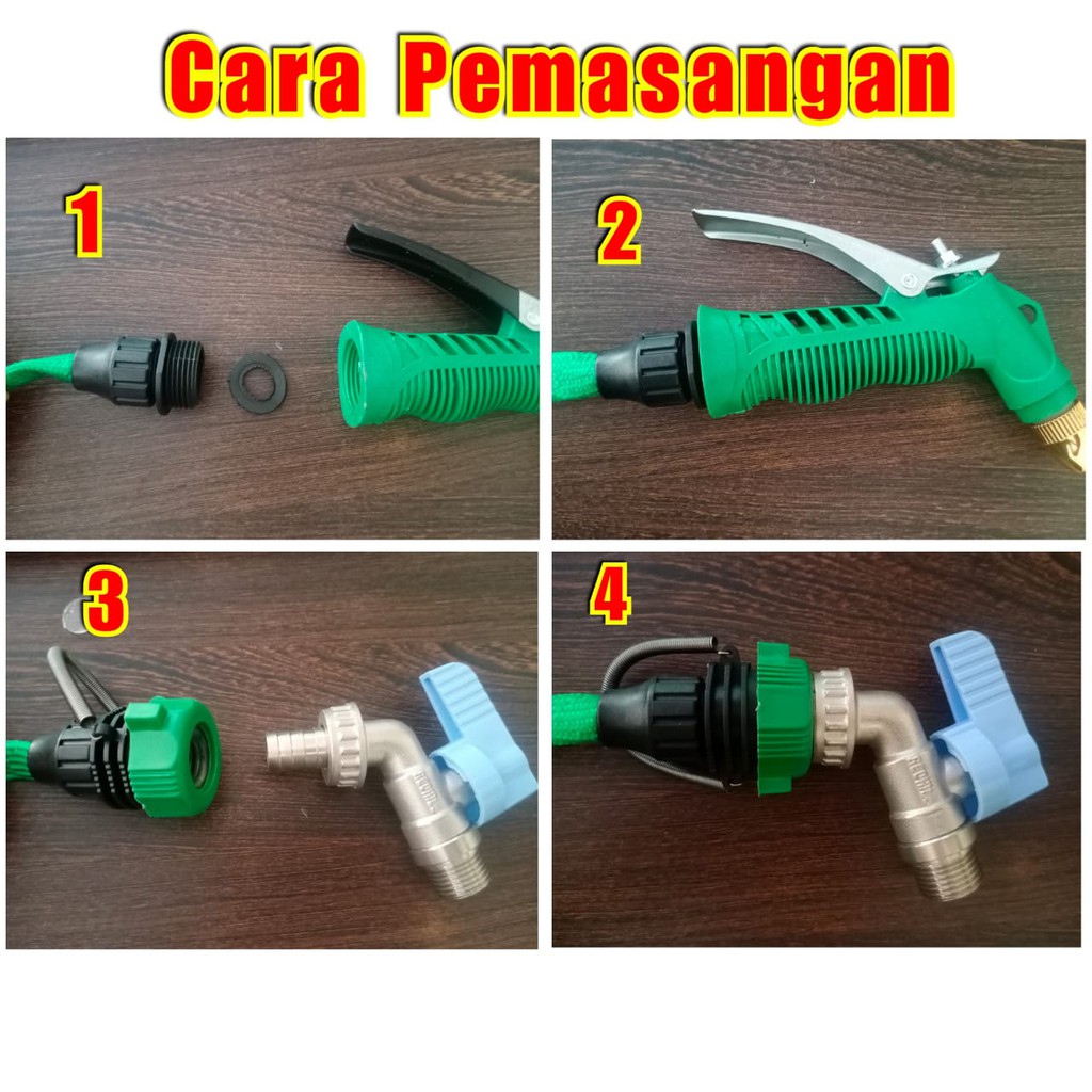 1 SET Gun Spray Hose / Selang + Semprot Air Cuci Mobil / Pencuci Motor / Siram Taman kebun