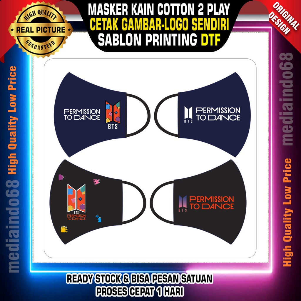 Masker Kain Custom Cetak Logo Sendiri Satuan-Cepat & Murah