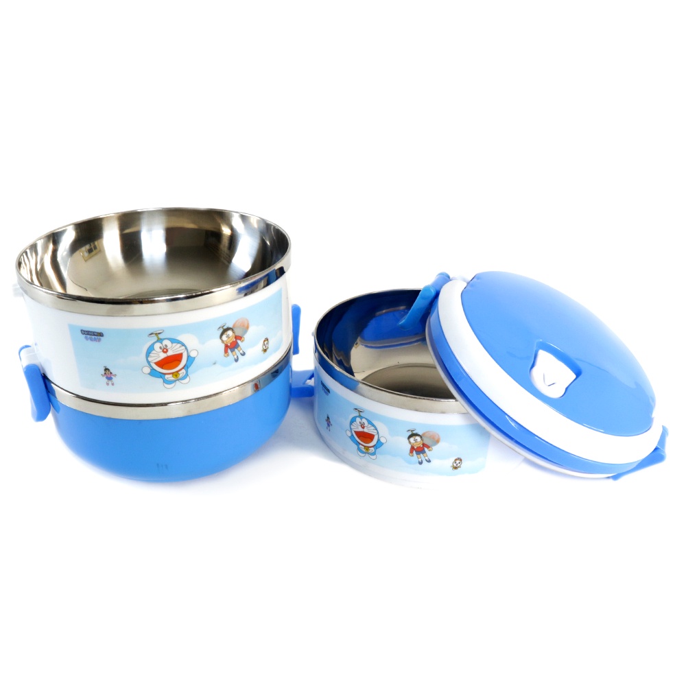 Lunch box Rantang bulat stainless steel susun 3 karakter