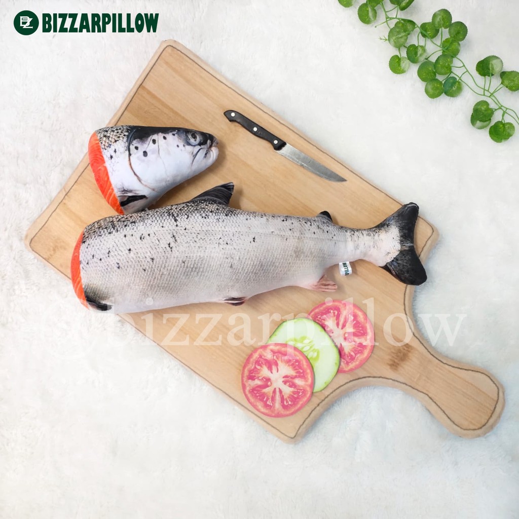 Bizzarpillow Bantal Ikan Salmon Potong size L BZ082