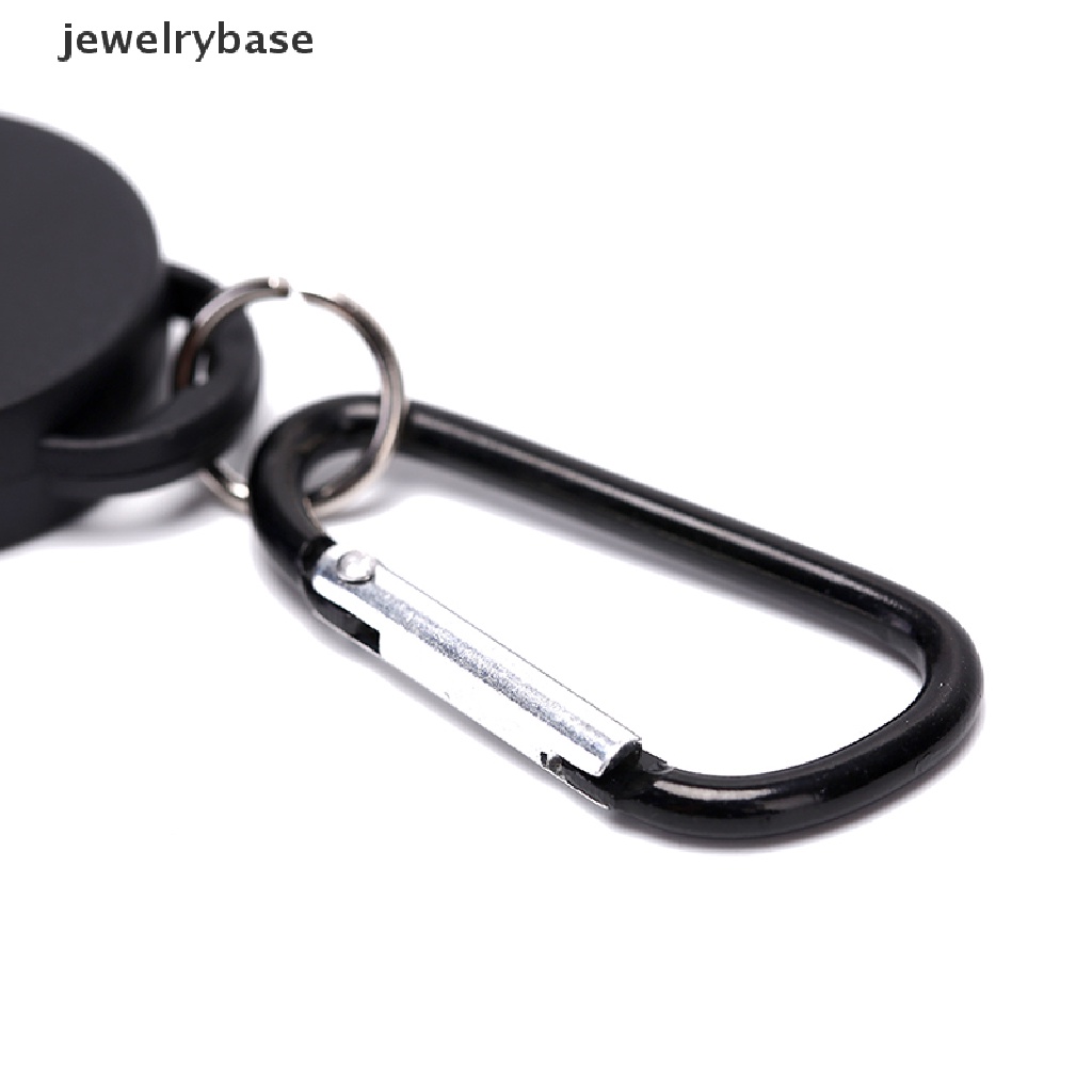 (jewelrybase) Gantungan Kunci / Lencana / Ikat Pinggang Retractable Bahan Baja Warna Hitam