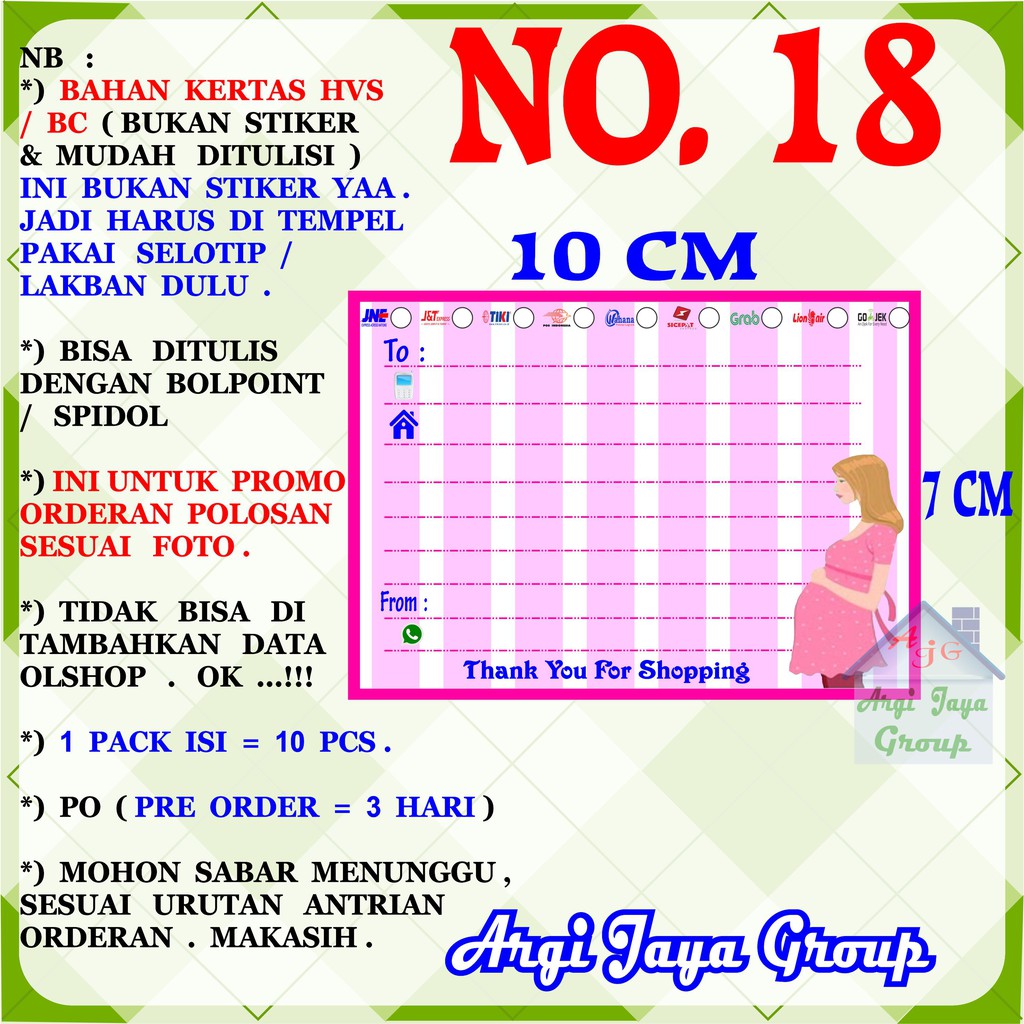 

Promo!Label Pengiriman Polosan Kertas Manila No = 18 (10x7cm) 1 Pack = 10 Pcs