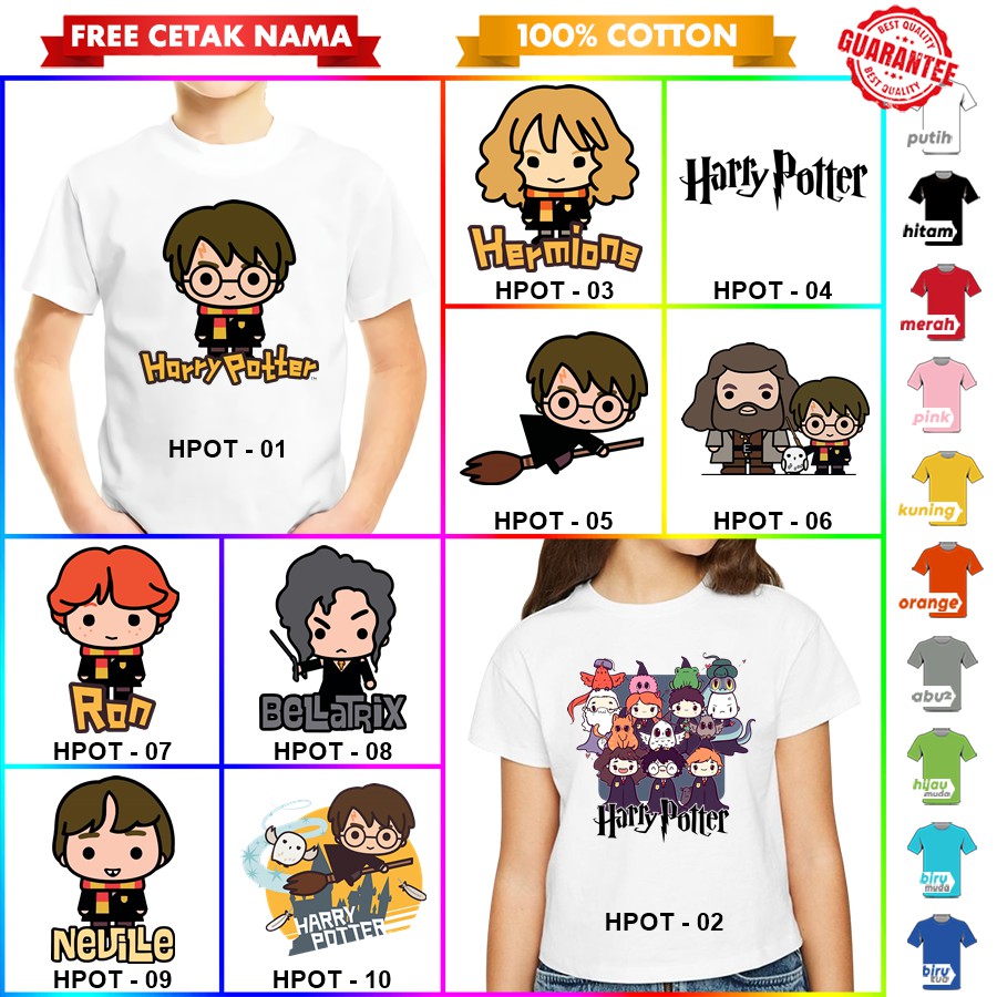 [FREE NAMA!!] Baju Kaos ANAK DAN DEWASA HARRY POTTER BANYAK MOTIF