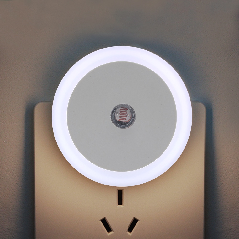 Lampu Malam LED Bulat Warna Putih Dengan Sensor Gerak Plug EU US Untuk Dekorasi Rumah