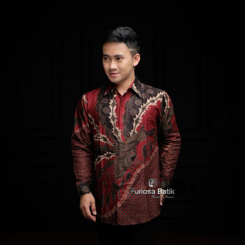 Baju Kemeja Batik Pria Lengan Panjang Size M L XL XXL