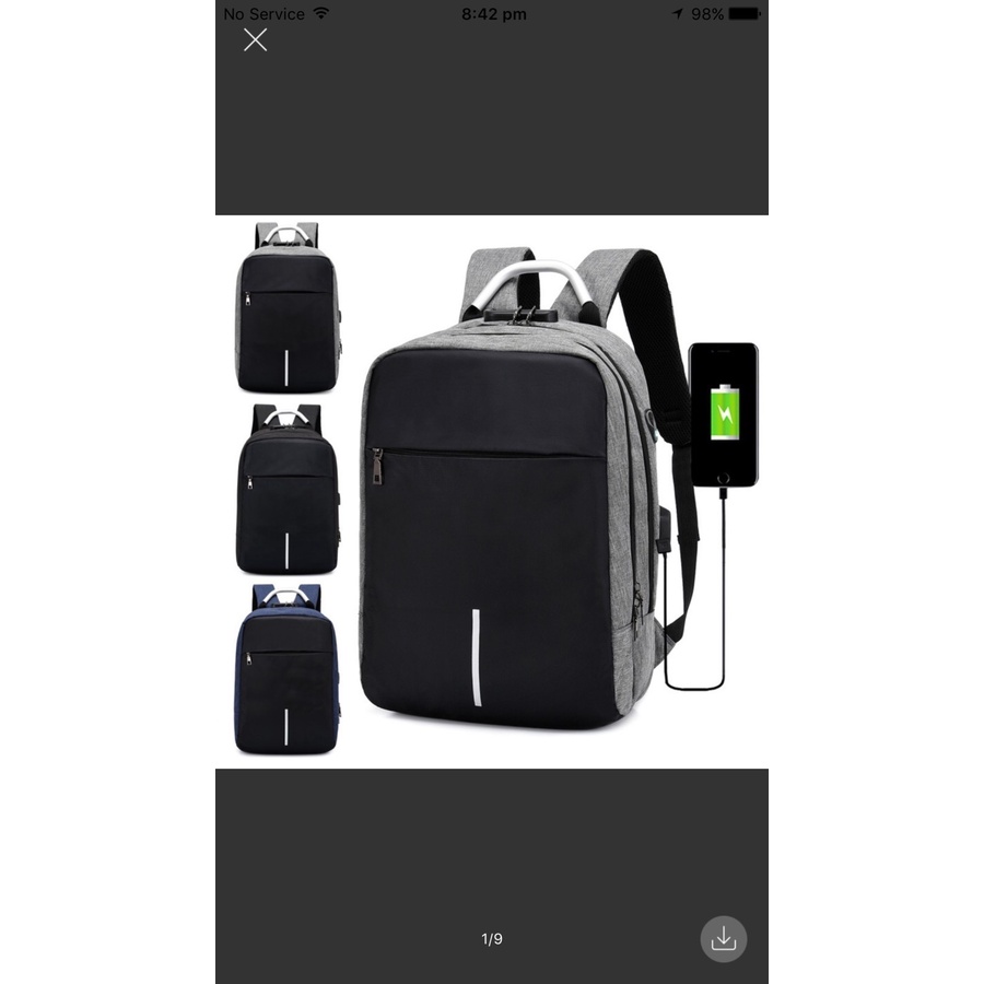 TAS TRAVEL SELEMPANG USB PORT CHARGER ANTI HABIS BATERAI