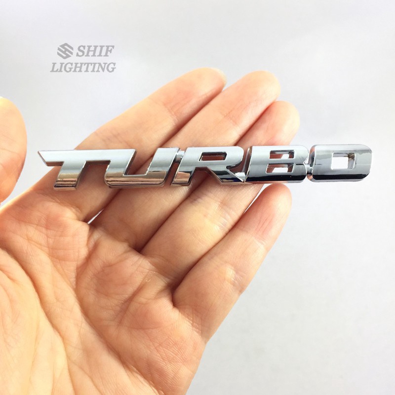 1Pc Stiker Emblem / Badge Motif Logo Turbo Bahan Metal untuk Mobil