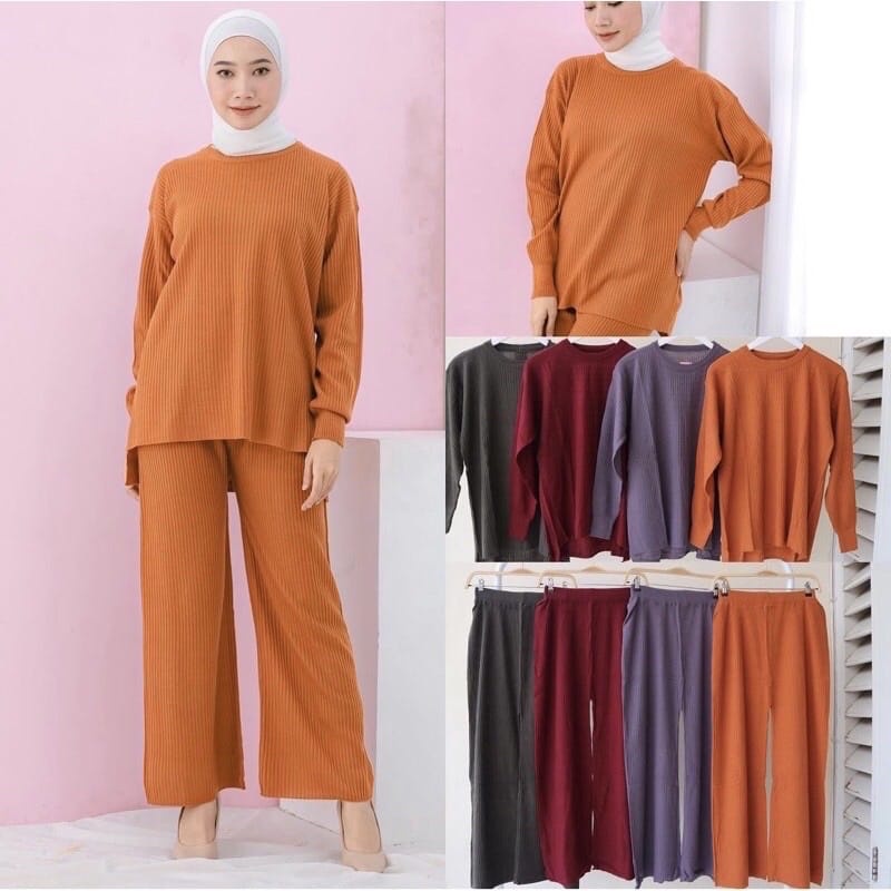 STELAN CELANA KULOT RAJUT + SWEATER BOXY / ONE SET RAJUT / KNITWEAR PREMIUM