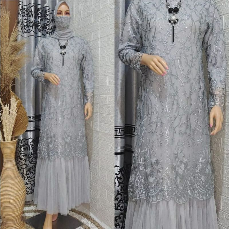 GAMIS TINGKAT DRESS KEBAYA GAMIS TILLE BORDIR KEBAYA GAMIS MODERN GAMIS JUMBO