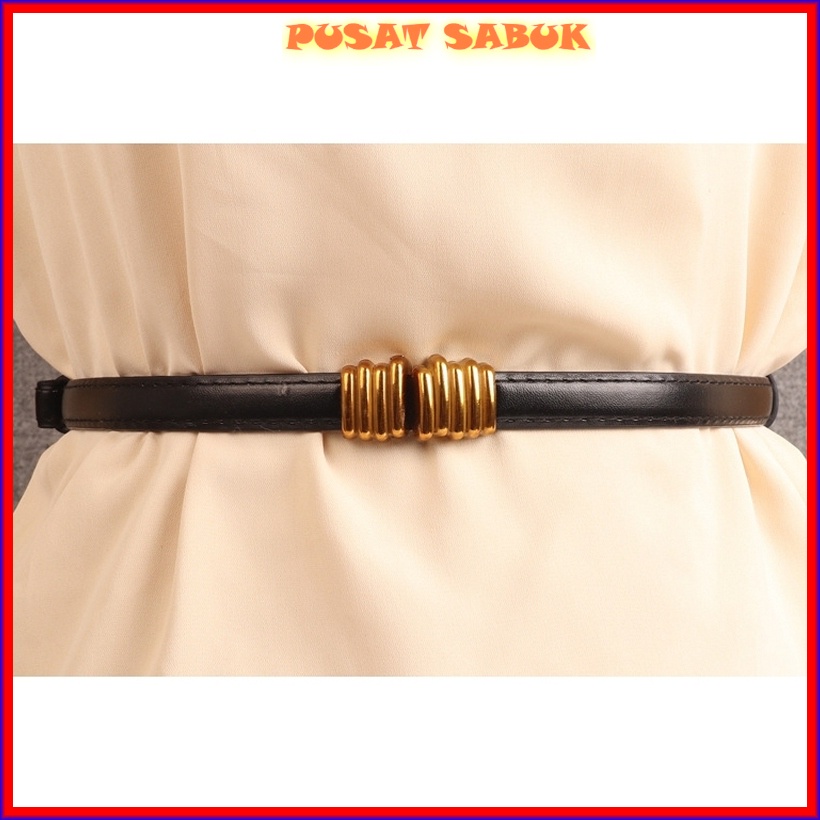 Gesper Tali Belt Sabuk Ikat Pinggang Kulit Kecil Wanita Kekinian Baru Import Grosir Obi Fashion Aksesoris Murah cewek Mewah Ban praktis model adjustable pesta korea kepang elastis Cantik Ramping Hitam Putih ibu karet mini
