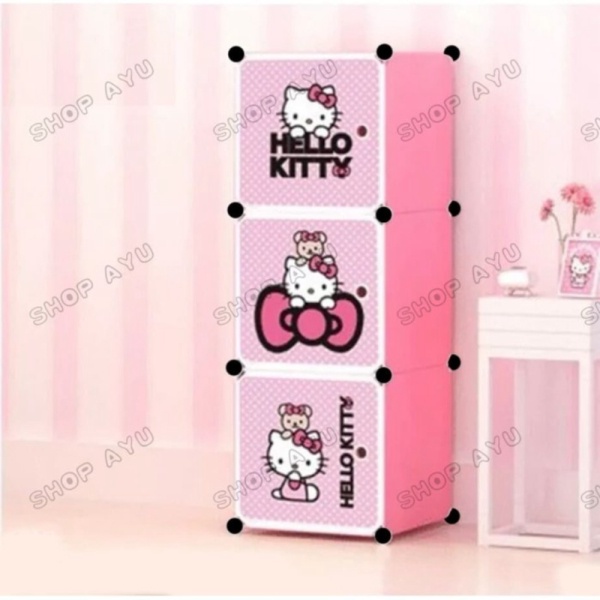 Dijual Lemari portable plastik lemari baju anak susun lemari baju rak buku 3p - hello kitty Berkuali