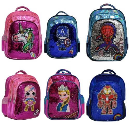 Tas Ransel Sekolah Anak Manik Usap Tas Ransel Fashion Anak Tas Ransel Original Import [BISA PILIH KARAKTER]