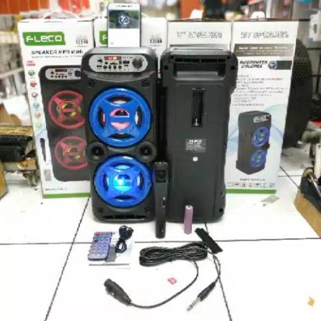 Speaker Bluetooth FLECO F-4217 LED + Mic Karaoke / Speaker Salon Karaoke mini