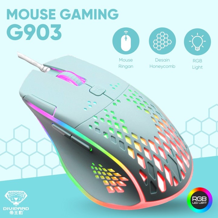 Mouse Gaming Honey Comb USB Divipard G903 RGB Effects 7200 DPI