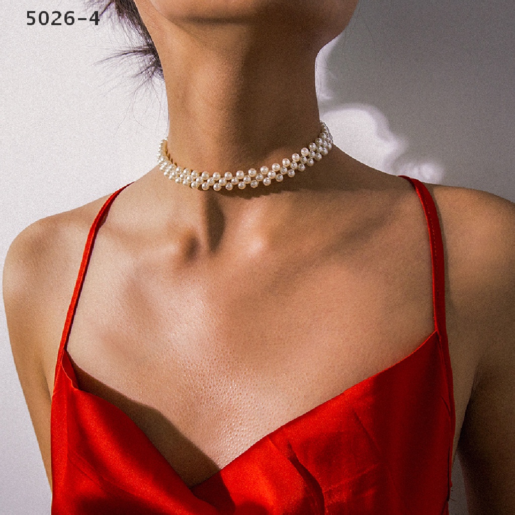 5026-4 Kalung Choker Mutiara Imitasi Gaya Etnik Bohemia Untuk Wanita