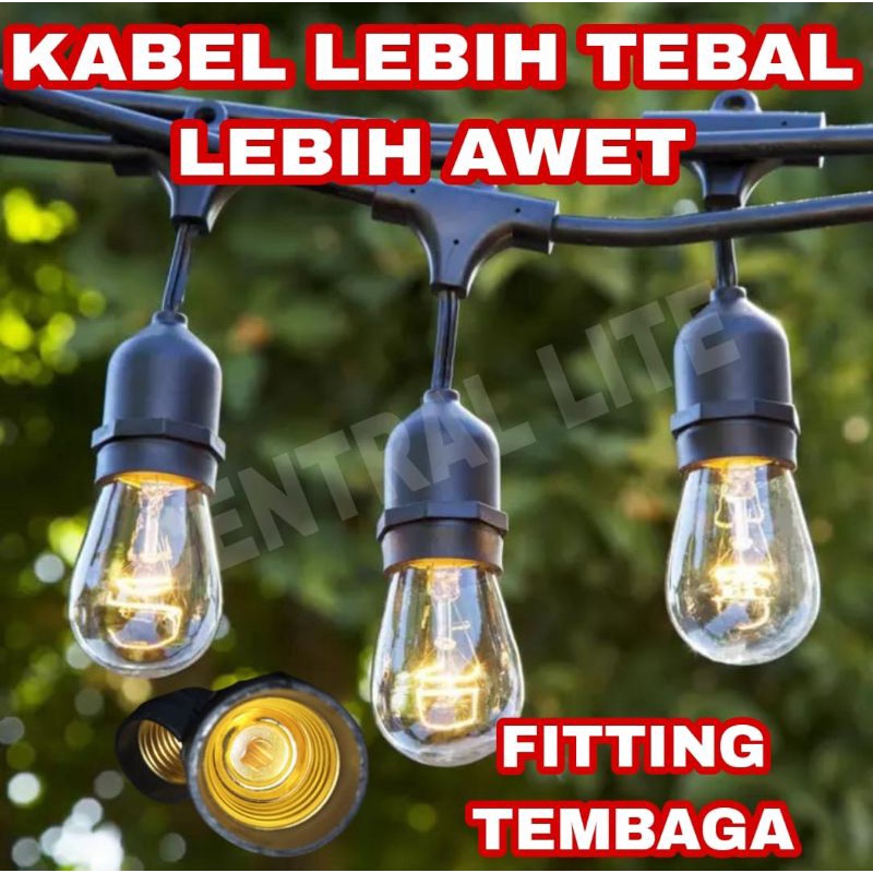 Fitting Lampu Gantung Outdoor 10 Meter 10 Fiting 5 Meter 10 Fitting Kabel gantung outdoor indoor lampu cafe filamen hias