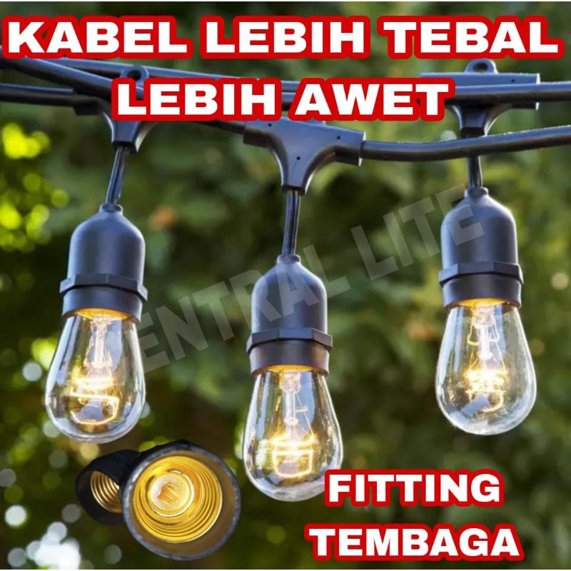 Fitting Lampu Gantung Outdoor 10 Meter 10 Fiting 5 Meter 10 Fitting Kabel gantung outdoor indoor lampu cafe filamen hias