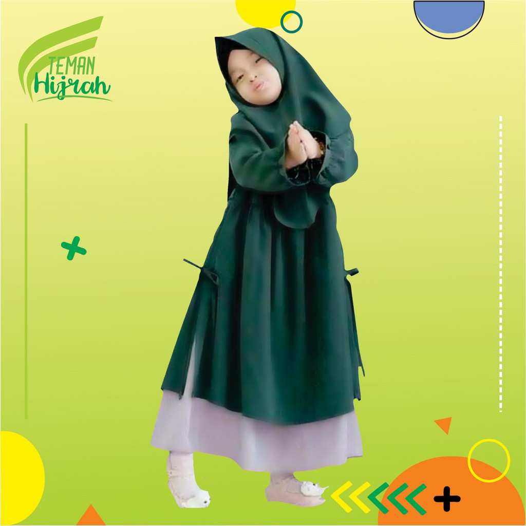 Gamis anak  muslim seply Selia kaos  tanggung perempuan 