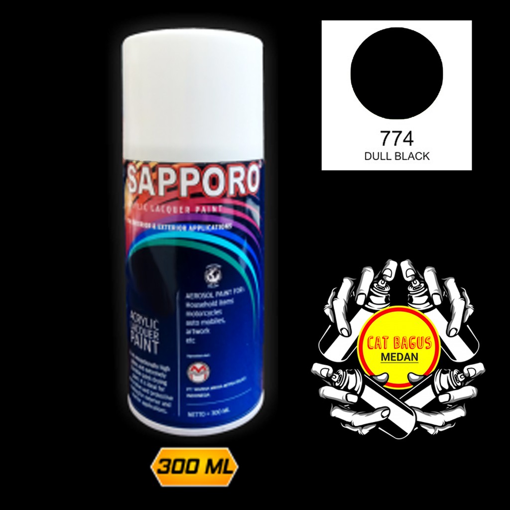 Jual Sapporo 774 Dull Black Hitam Doff Cat Semprot 300 Ml Cat Motor Aerosol Pylox Hitam Dof Dop 5069