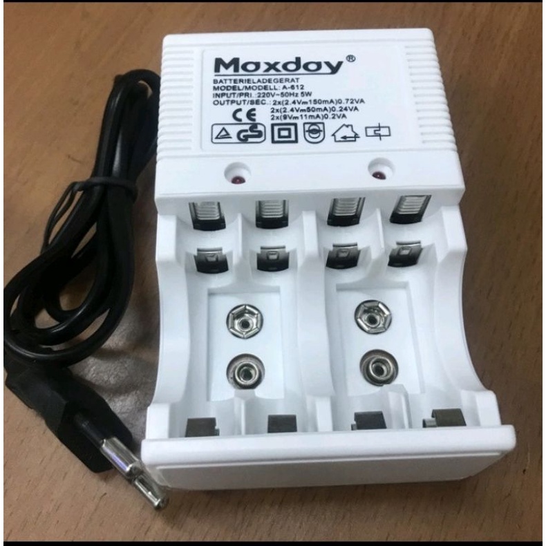 Charger Baterai Maxday 612 Alat Cas Baterai AA AAA 9V Maxday 612