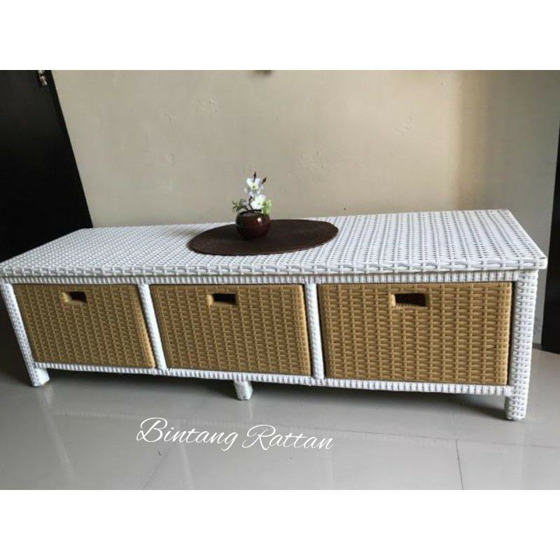 Lemari Laci Rotan Sintetis Rak Susun 3 Pintu Storage Box Termurah Terlaris Laci Minimalis Serbaguna