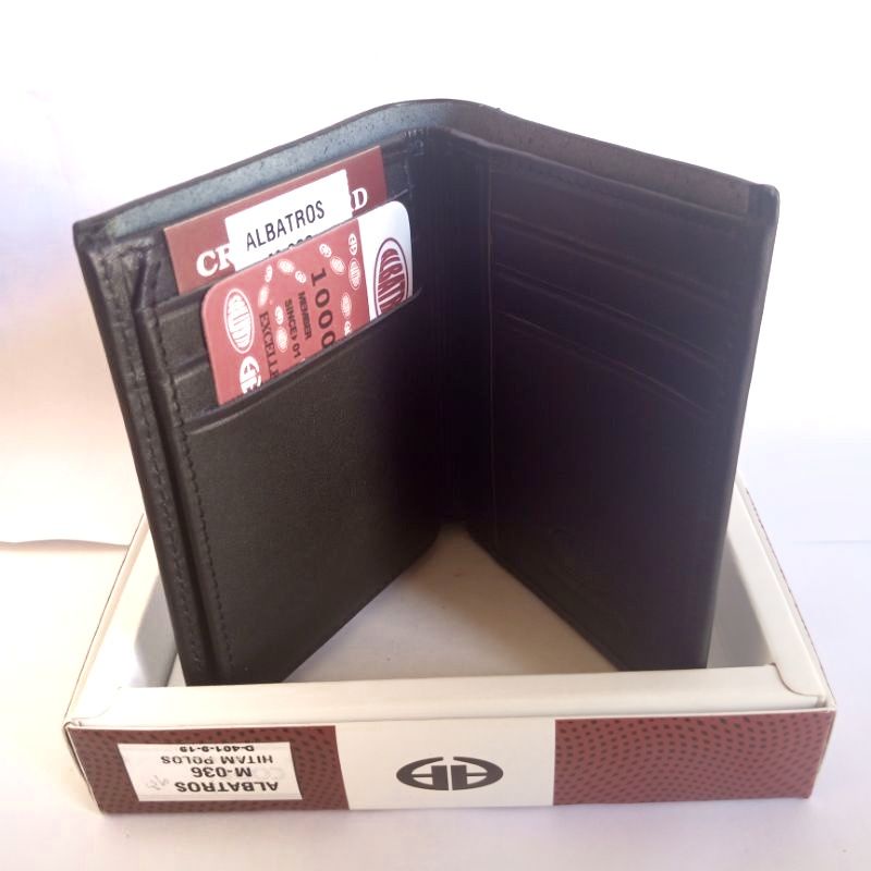 Dompet original ORI kulit asli pria albatros model berdiri lipat buku