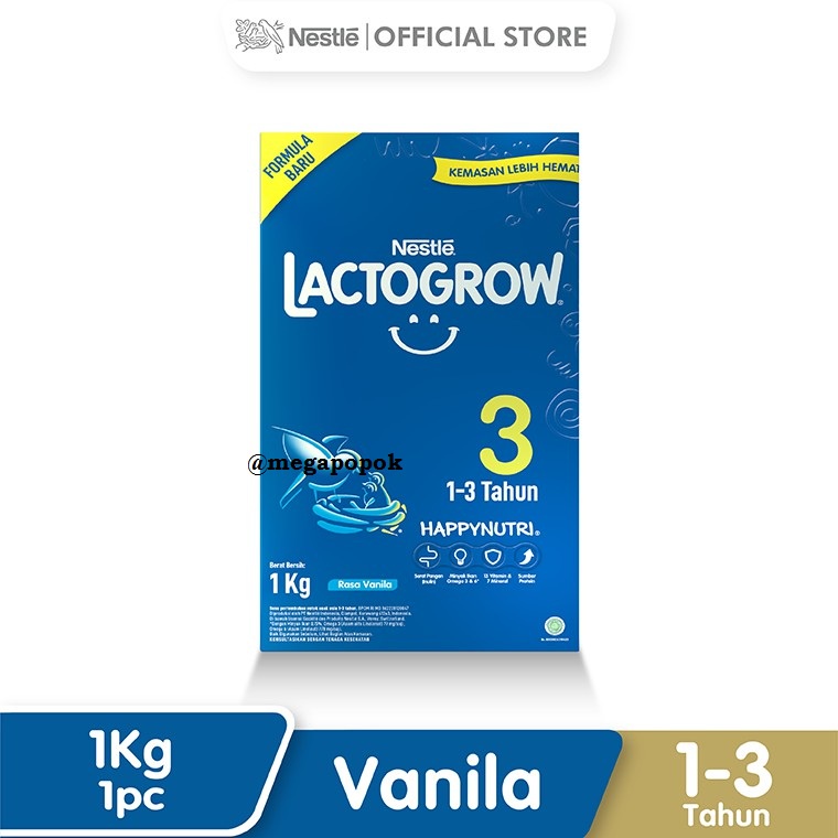 Lactogrow 3 Usia 1-3Tahun/Vanila/Madu 1KG/megapopok