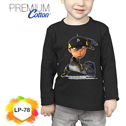 Baju Boboiboy Gempa Longsleeve Anak Premium Kaos #LP-78