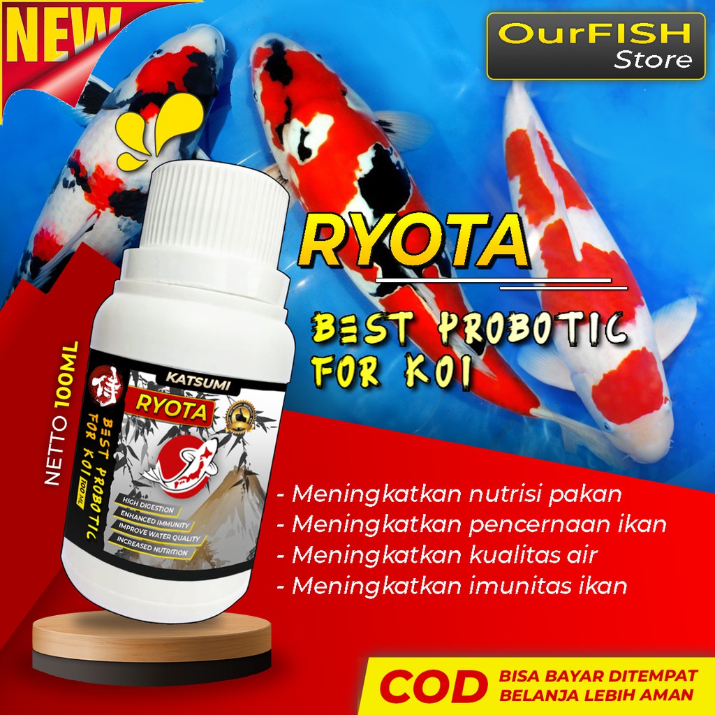 OURFISH - Ryota Vitamin Probiotik Pakan Pelet Ikan Hias Koi Louhan Arwana Mas Koki Channa Cupang