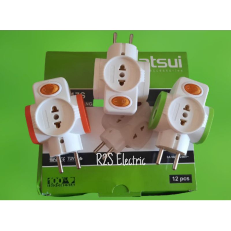 [Matsui] Colokan T Arde Cabang Empat Switch On Off / Stop Kontak cabang 4 / T Multi  Serbaguna