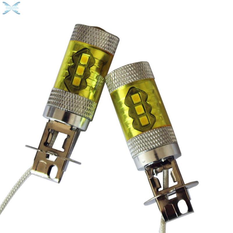 2Pcs Set Bohlam Lampu LED H3 80W 16 SMD Warna  Kuning  untuk 