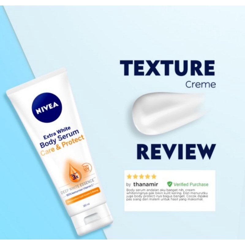 Nivea extra bright care &amp; protect 180 ml SPF 15 melembabkan dan merawat tubuh