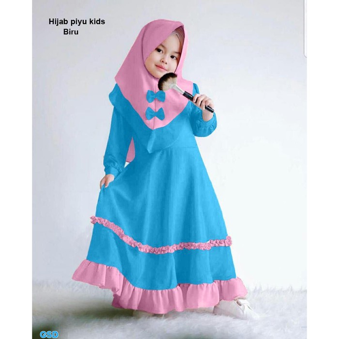 Baju Gamis Anak Remaja Terbaru Amel Pastel Ori Rins 8737JA Maxi Piyu Kid/Maxi Hijab /Dress Muslim /D