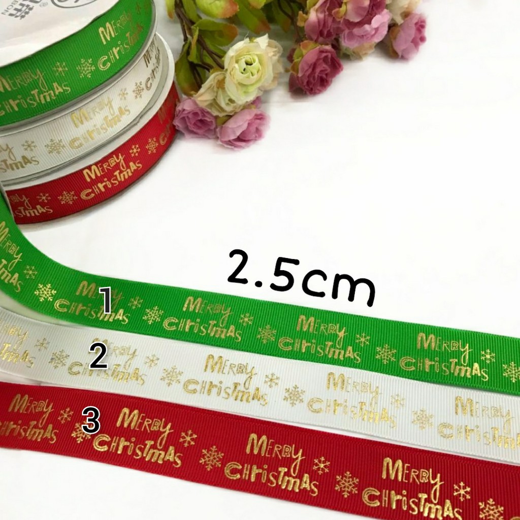 1 Yard - PITA KADO  HAMPERS NATAL | PITA MERRY CHRISTMAS | PITA GROSGRAIN 2.5 cm