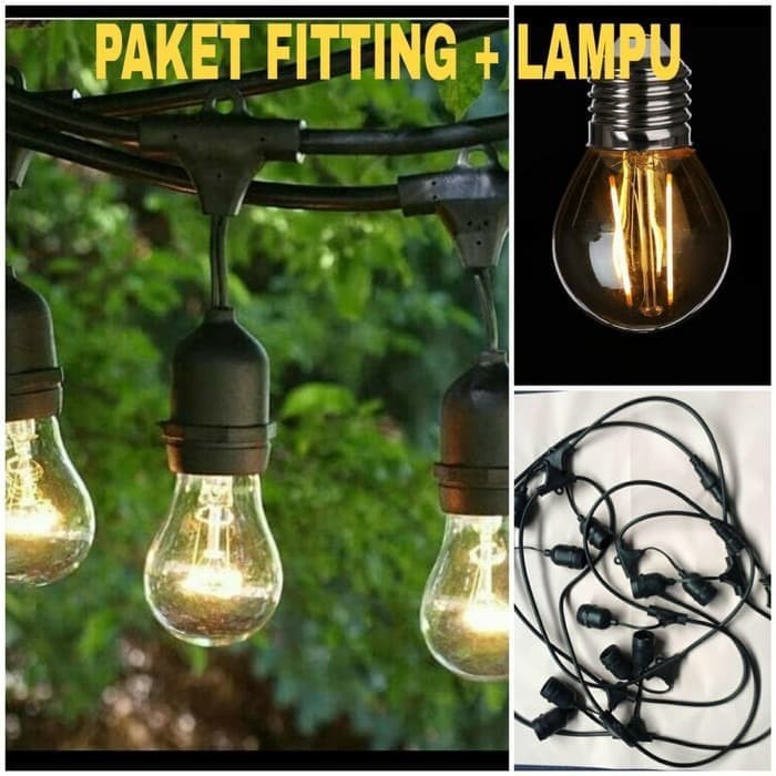 Kabel Fitting Gantung Lampu Outdoor Taman  Lampu Taman Hias KOMPLIT