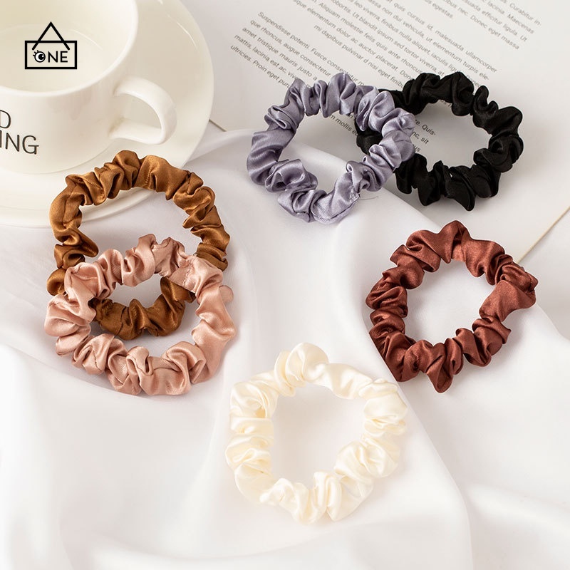 1 Set 6pcs/Ikat Rambut COD Ponytail Scrunchie Kain Satin Sutra Elastis Tali Rambut  Wanita A one