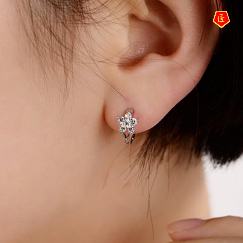 [Ready Stock]Cute Fashion Flowers Silver Earrings