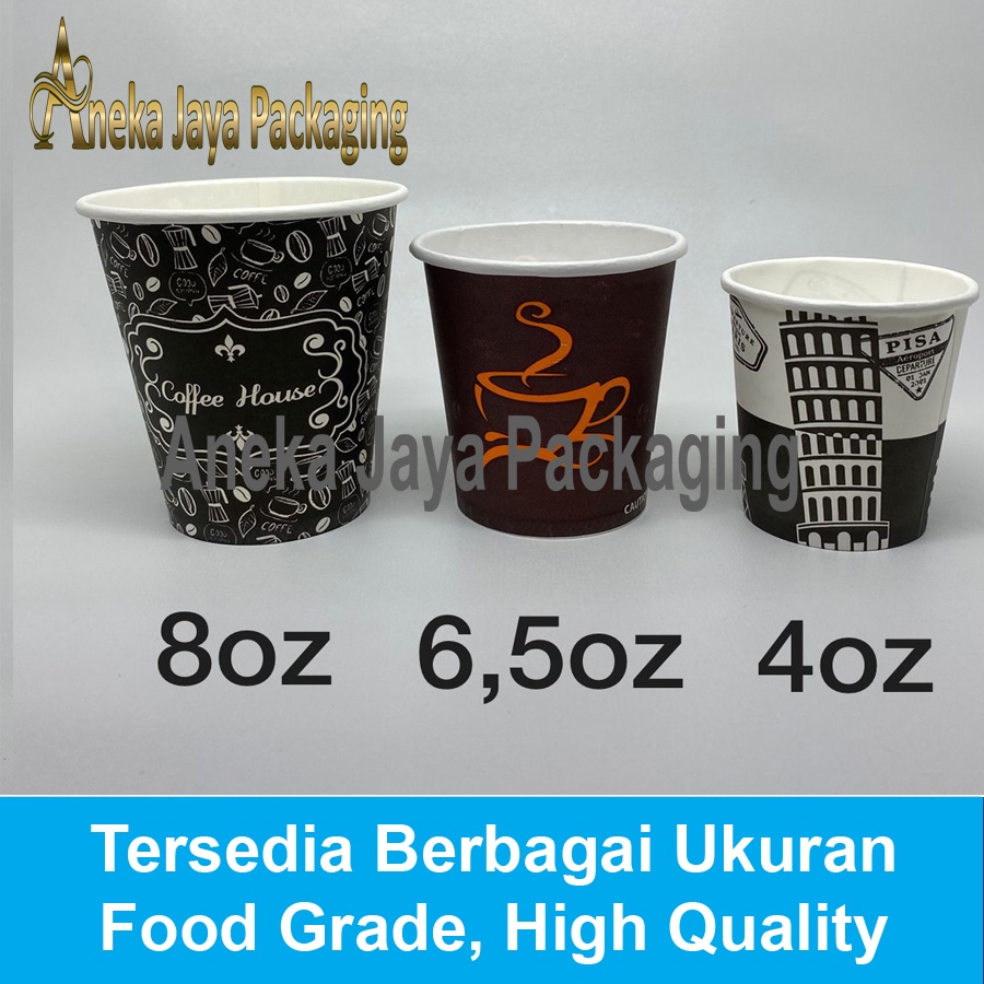 Paper cup 4oz 50pcs Tebal Gelas Kertas Kopi Tahan Panas 120ml Medan