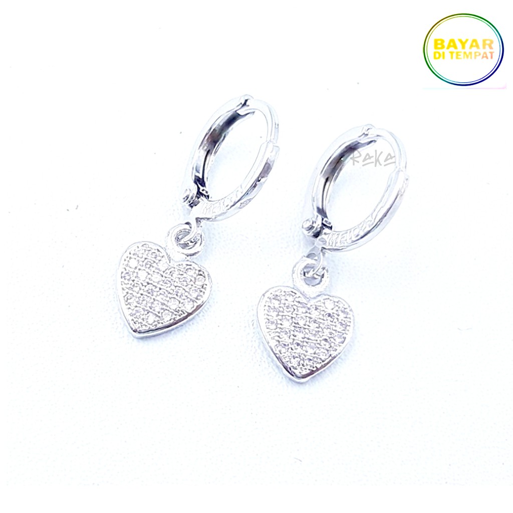 RAKA Acc - Anting Clip / Klip LOVE BLINK Xuping Silver