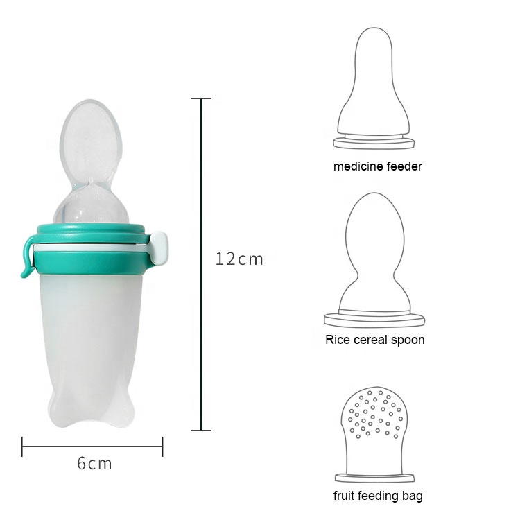 Kinbata 3 in 1 Botol Dot Silicone Sendok Makan Bayi / Sendok Makan Botol Dot SIlikon Praktis BPA FREE