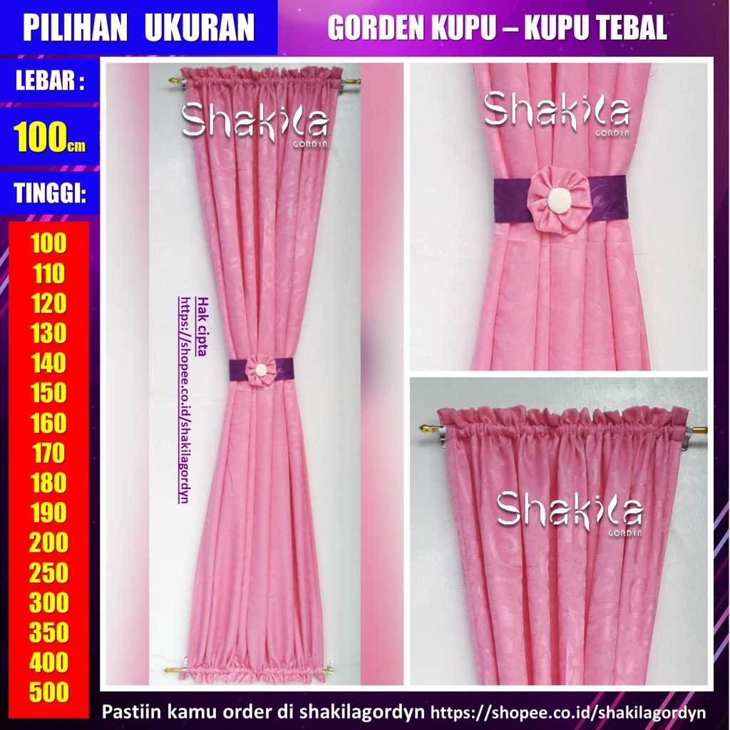 Gorden Kupu Kupu Ikat Polos Tebal Pink